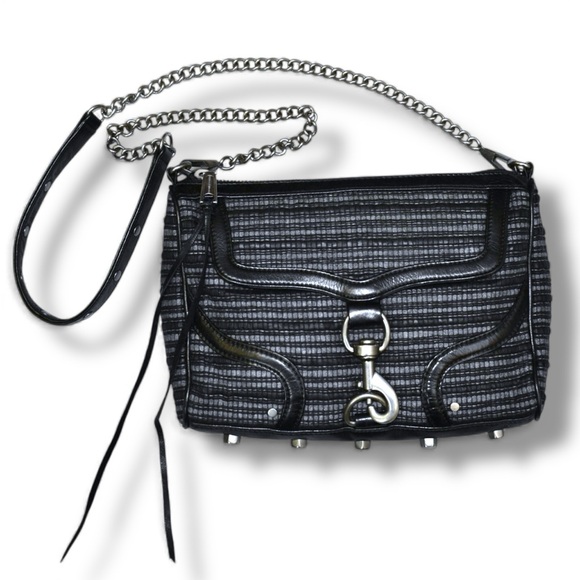 Rebecca Minkoff Handbags - Rebecca Minkoff Mac Bombe Black Grey Tweed Crossbody Shoulder Bag / Clutch